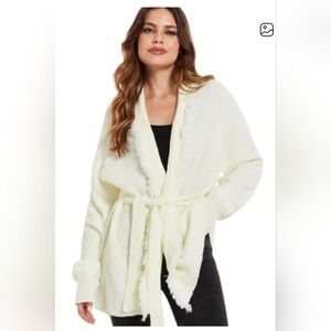 Frye Salt Breeze Belted Fringe Cardigan NWT